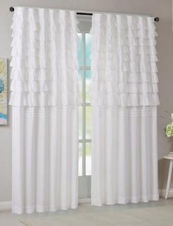 Intelligent Design 50"x63" Waterfall Ruched Window Panel - White ID40-982