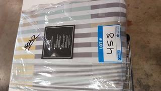 Style Quarters Queen Duvet Striped Multi (Grey, Yellow Green)