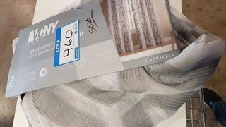 VCNY Gommet Panel Gabrielle 38"x84" 2 pcs Grey/White Patterned