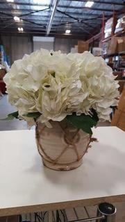White Flowers in Taupe Vase