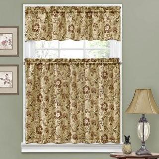 Traditions by Waverly Navarra Floral 52 Valance and Tier Set (TADI1003_15892425) - Antique