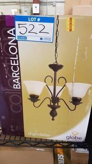 Globe Lighting Barcelona Lustre Chandelier - Dark Coffee Finish/ Amber Glass Shades