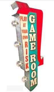 Double Sided Marque LED Sign "GAME ROOM" 9.7"x3.25"x25"