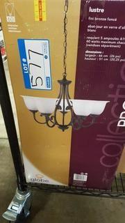 Globe Lighting Barcelona Lustre Chandelier - Dark Coffee Finish/ Amber Glass Shades