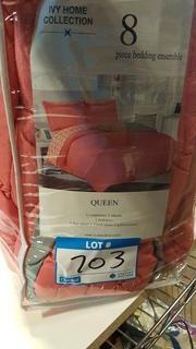 Ivy Home Collection 8 pcs Bedding Set (17050) - Queen / Pink, Grey