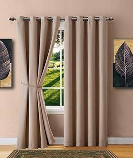 Gloria 2 pcs Thermal Blackout Curtain w Grommet - Taupe / 102"x84"