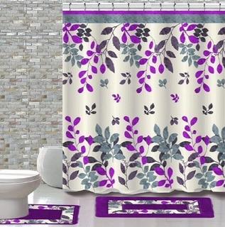 Daniels Bath and Beyond Inc. 15 pcs Printed Bath Mat Set - Forest Purple