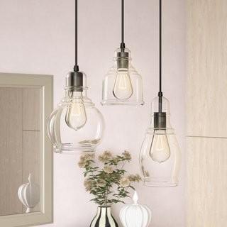 Gracie Oaks Pruett Cognac Glass Cluster 3-Light Cascade Pendant (GRCS2222)