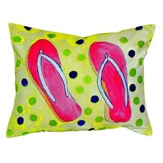 Betsy Drake Interiors Flip Flops Indoor/Outdoor Lumbar Pillow 2 pcs