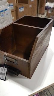 Creative Co-op Wood 2 Section Bin 10.5Lx 6Wx6H