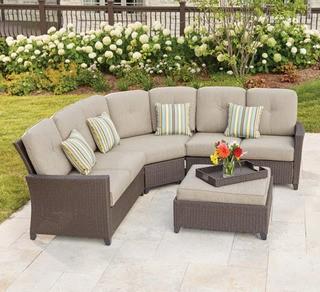 Tacana 4-Piece Wicker Patio Sectional Set with Beige Cushions (207205876)