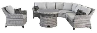 Siesta Key 5-Piece All-Weather Wicker Patio Sectional Set with Grey Cushion