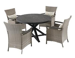 Hampton Bay Franklin Estates 5-piece All-Weather Wicker Patio Dining Set with Brown Cushion