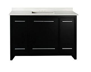 GLACIER BAY Romali 48-inch W 3-Drawer 4-Door Freestanding Vanity Cabinet in Black (1001047907) - NO TOP, CABINET ONLY!