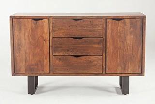 World Interiors Furniture Belfries Acacia Wood Sideboard, Walnut Finish