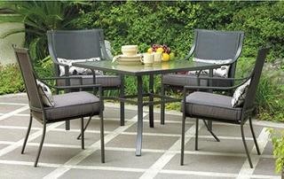 Mainstays Alexandra Square 5-Piece Patio Dining Set, Grey with Leaves, Seats 4