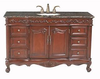 Stufurhome 56 inch Princeton Single Sink Bathroom Vanity with Baltic Brown Granite Top (GM-5110-56-BB)- Slight damage on corner of granite