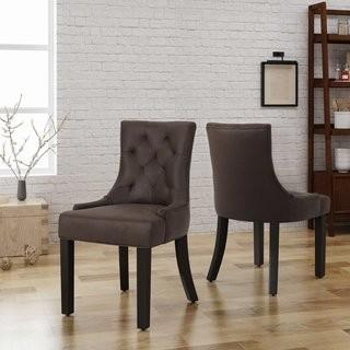 Alcott Hill Wynsum Traditional Upholstered Dining Chair (ALTL2022_30689664) - Dark Brown / 2 pcs
