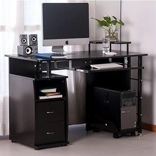 Merax Contemporary Home Office Expresso Computer Desk Table with Pull-Out Keyboard Tray and Drawers