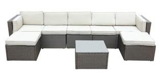Patio 8 Piece Wicker Sectional Conversation Sofa Set