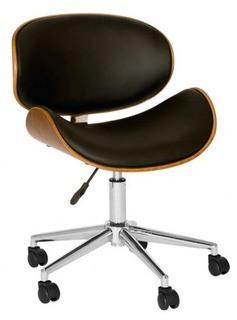 Daphne Modern Chair In Black And Walnut  Back and Chrome Base 