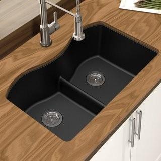 Granite Quartz 31" x 18" Double Bowl Undermount Kitchen Sink (WGBL10307 )