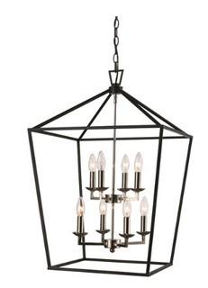 Trans Globe Lighting 10268-PC/BK Lacey 8 Light 16 inch Polished Chrome and Black Pendant Ceiling Light
