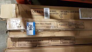 Lot Atlantic Queen Light Beige Rail, Twin Caramel Bed Frame , Misc Rails (3 Boxes )