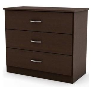 South Shore Lux 3-Drawer Chest Chocolate 