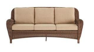 Hampton Bay Beacon Park Steel Wicker Outdoor Sofa - Brown w/Toffe Tan Cushions 