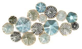 Deco 79 23488 Metal Wall Decor, Turquoise/Black/Light Blue/Gold
