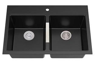 Kraus - KGD-433B - 33.5" Dual Mount 50/50 Double Bowl Blk Onyx Kitchen Sink