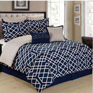 Cathay Home Demetri 8-Piece Reversible Comforter Set in Blue/Cream - Size Unknown