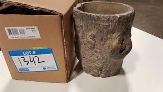 6.5"x5.25"x6.5" Cement Vase (P7342900) - Brown / 2 pcs