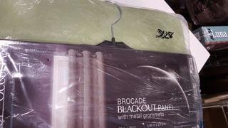 Brocade Blackout Panel w Metal Grommets 38"x84" - Green