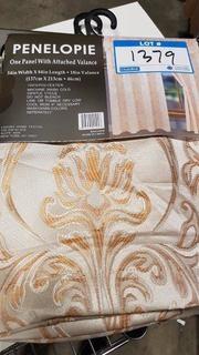 Luxury Home Textile Penelope Curtain Panel w Attached Valance - Beige Patterned / 54"x84"x18" / 2 pcs