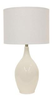 Decor Therapy - Anabelle Ceramic 27 in. White Table Lamp with Linen Shade /Gloss White