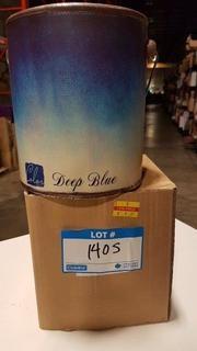 6.75"x7.75" Ceramic Bucket w Handle - Blue - 2 pcs 