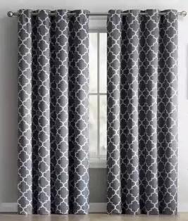 HLC.ME Lattice Print Blackout Grommet Curtain Panel Pair - 2 pcs / 52x96"
