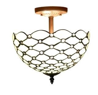 Warehouse of Tiffany Byanca Style Jeweled 2-Light Semi Flush Mount (WHY2970)