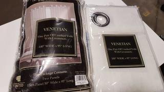 Venetian Crushed Viole w Grommets - 6 pcs / Off White / 100x95"