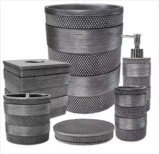 Circle Dot Silver 6 Piece Bathroom Accessory Set