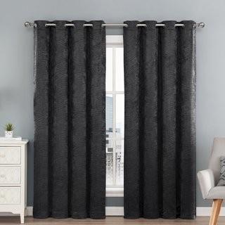 HLC Set of 2 Chevron Blackout Grommet Top Panels - Black / White / 37"Wx63"L / 2pcs