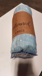 Patterned Duvet Cover 2 pcs - Twin / Twin XL / Blue w White