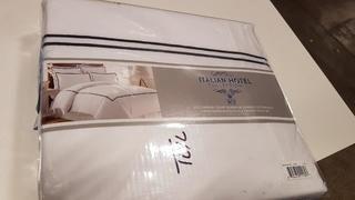 Italian Hotel Collection 600 Thread Count 3 Piece Embroidered Double Marrow Duvet Set - Full/Queen / Black