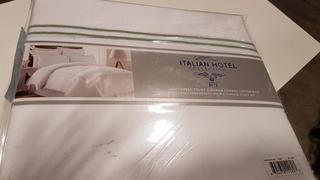 Italian Hotel Collection 600 Thread Count 3 Piece Embroidered Double Marrow Duvet Set - Full/Queen / Soft Jade 