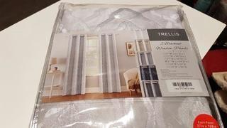 Trellis 2 Blackout Window Panels - White / 37"x108" / 2 pcs