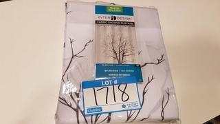 Inter Design Fabric Shower Curtain Gray Tree Design - 72x72" /w Reinforced Buttonholes