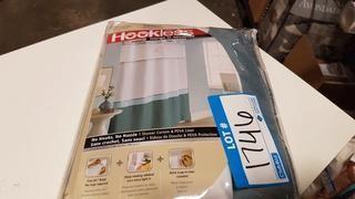 Hookless Fabric Shower Curtain and PEVA Liner (RBH40MY989) - Blue, Windsor Colour Block