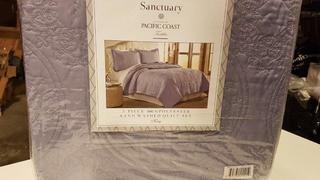 Sanctuary 3 Piece Sand Washed Quilt Set - King / Lavender (3MFSQLTH-LVR-KG)